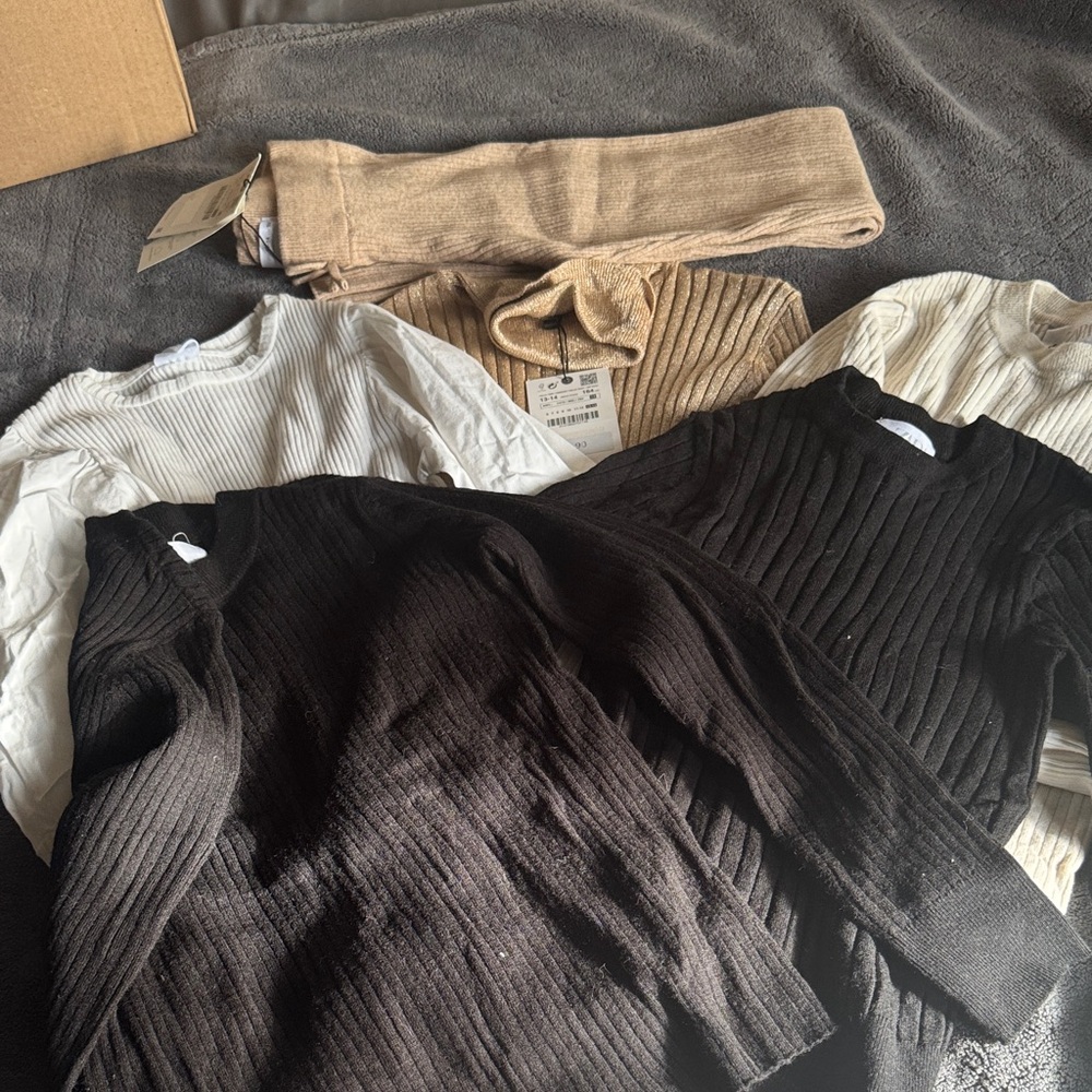 Zara Kids Sweaters in Black, Cream, and Tan. BUNDLE